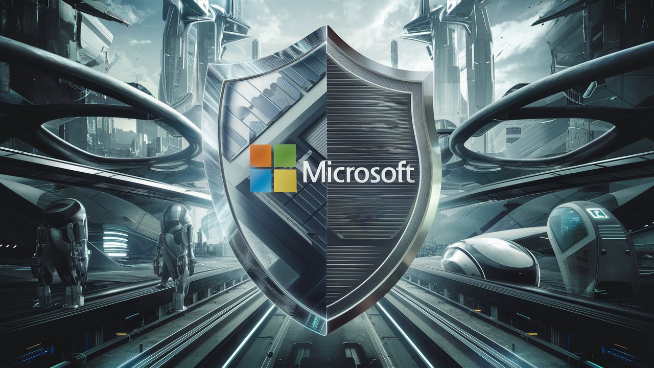 Microsoft logo in a shield.